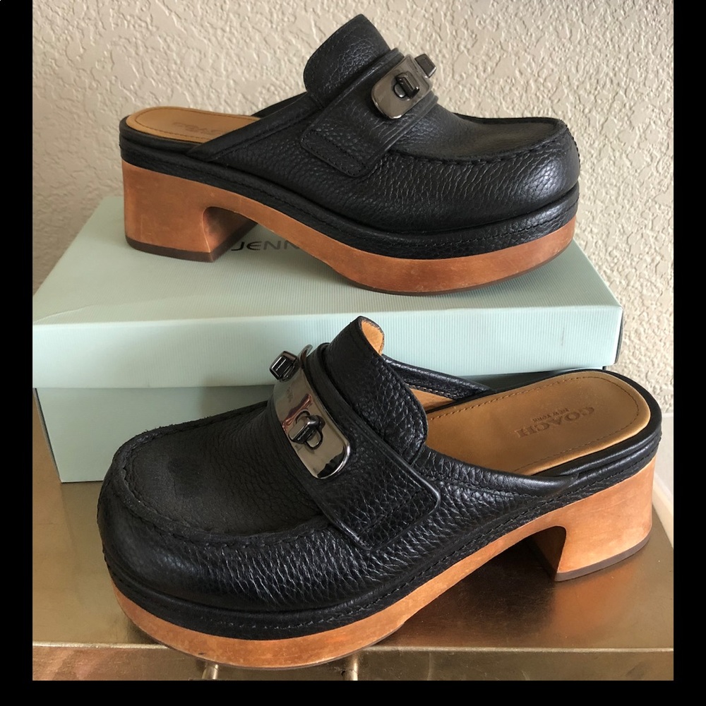 Adrienne Leather Coach Clogs/Mules
